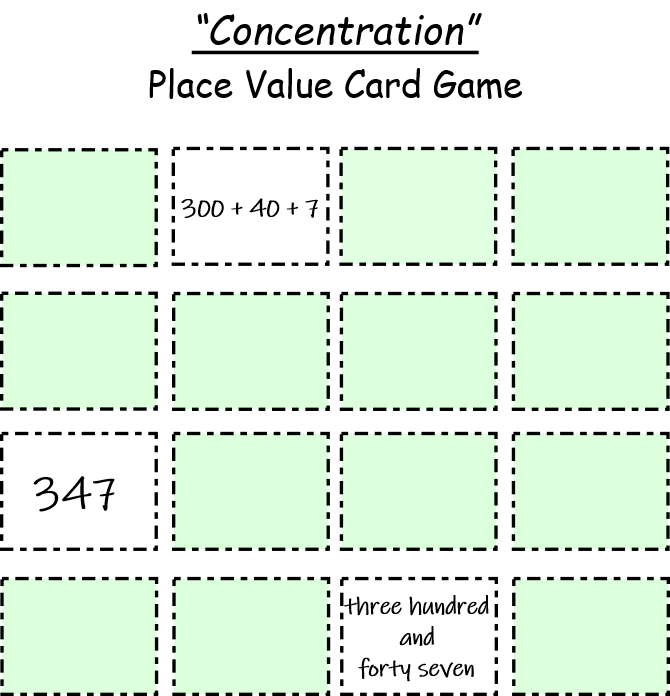 place value concentration card game