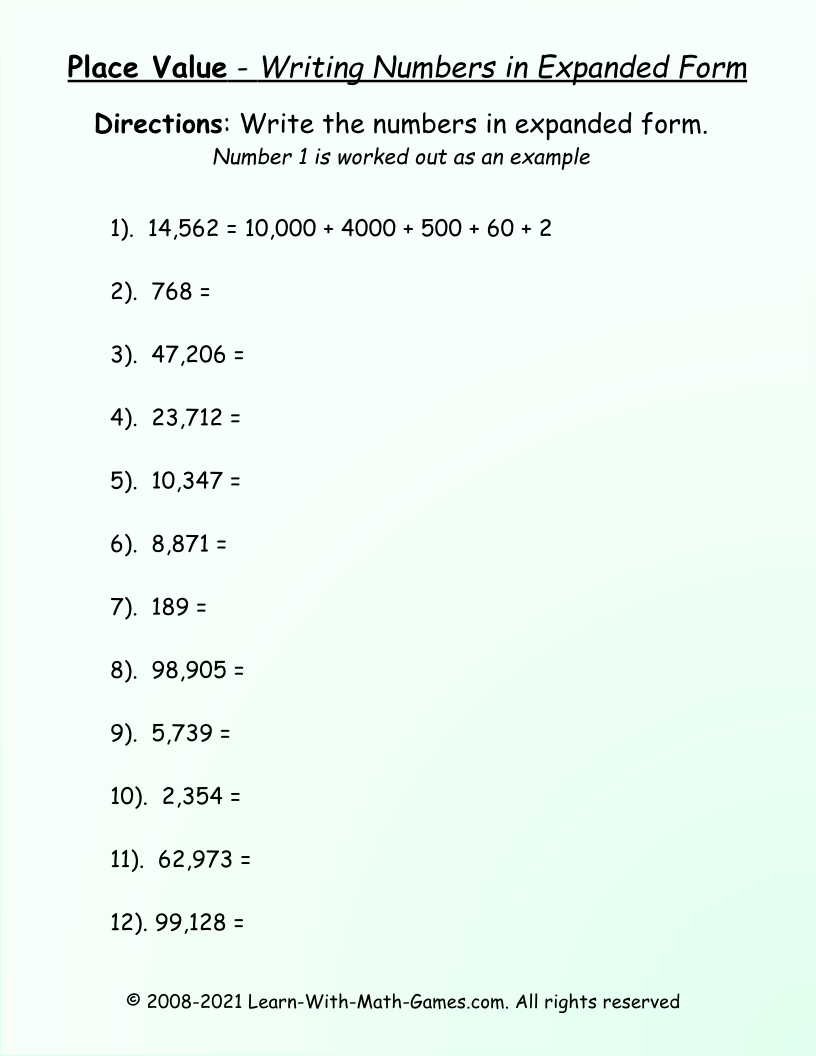 place value activity worksheet