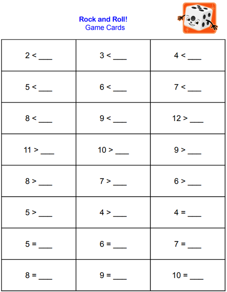 Rolling More or Less - greater than less than math game