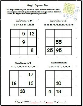 magic square worksheets