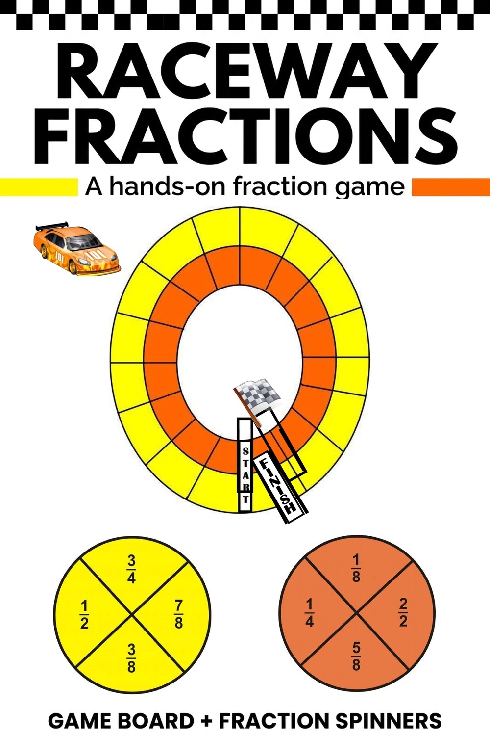 aceway Fractions: A Hands-On Printable Fraction Game (Grades 4-8 Raceway Fraction Game